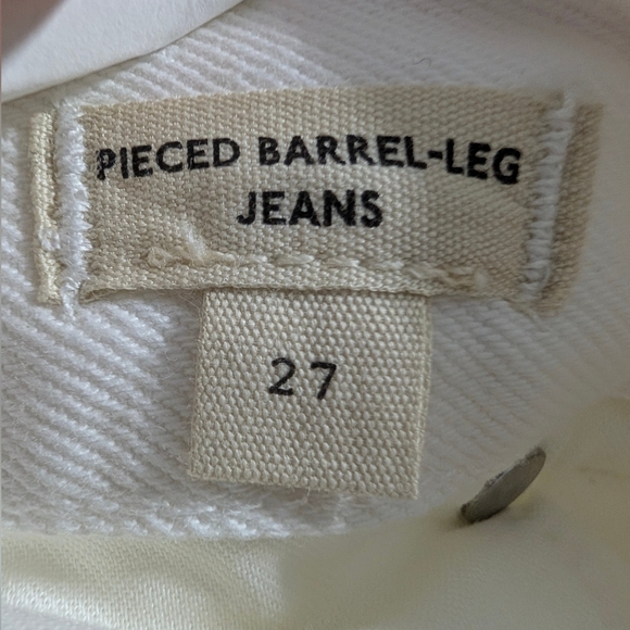 Madewell Barrel Leg Jeans 27 White Pieced Sculpted Raw Hem Cotton Minimalist NWT - Picture 9 of 12